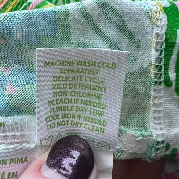 Lilly Pulitzer Palmetto Hibiscus Pima Cotton Floral Green Tropical Dress - Sz S - Picture 12 of 12